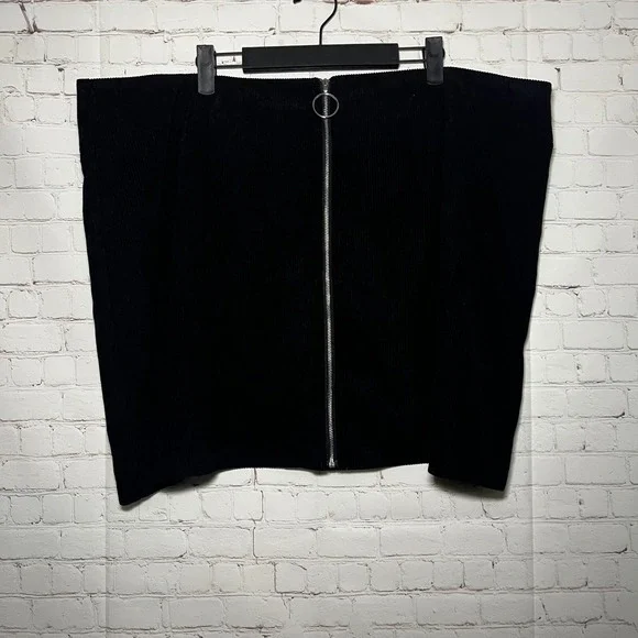 CIDER Black‎ Corduroy Zip Front A-Line Mini Skirt Size 4XL - Picture 2 of 5
